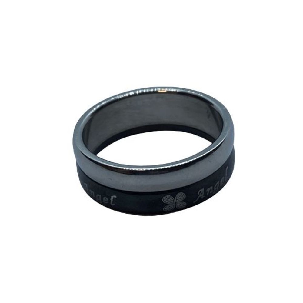Unique Size 5.5 Black & Silver "Angel" Fidget Band Ring